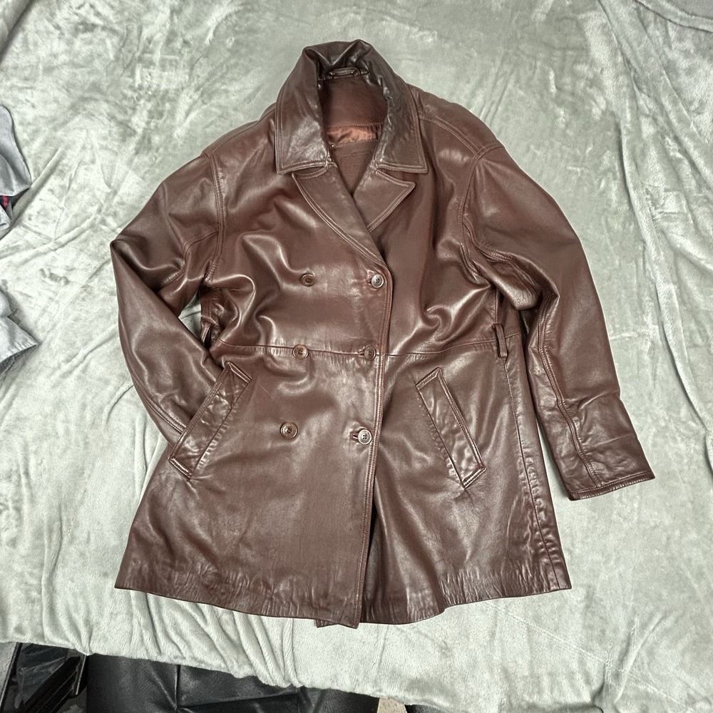 COACH Brown Leather Coat  No.D6K-0966 Sz Small MISSING Belt  VINTAGE  Jacket - Picture 16 of 16